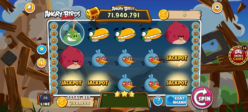 Nhanh tay săn Jackpot khủng trong game slots Angry Birds